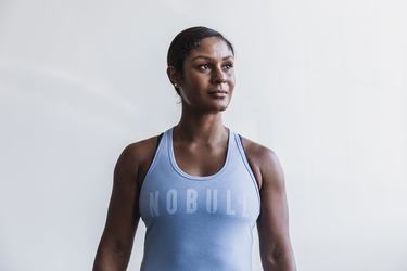 Nobull Racerback Women's Tank Tops Blue | Australia (WA3576)